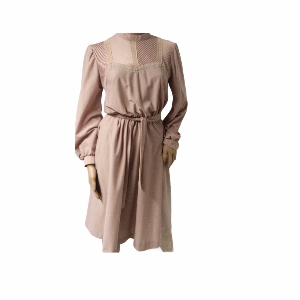 VINTAGE tan beige dress M offers welcome